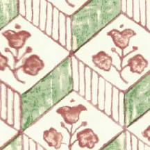 Green Stamped Geometric Flowers Italian Print Paper ~ Rossi Italy